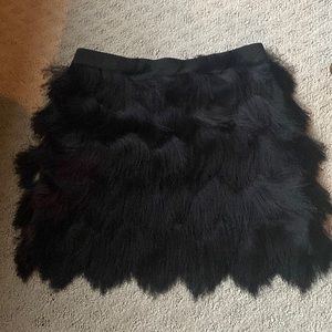 BCBGMaxazaria Black Fringe Mini Skirt